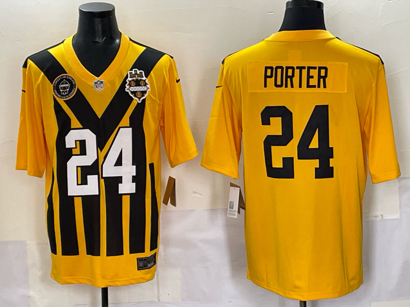 Men Pittsburgh Steelers #24 Porter Yellow Retro 2025 Nike Limited NFL Jersey style 001